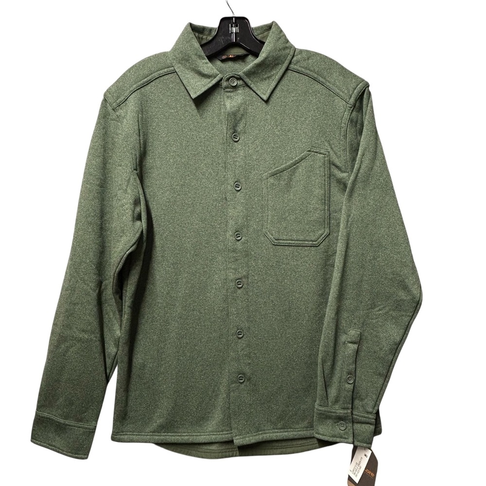 & Lore Button Down Shirt Jacket Mens Small Green HTR Long Sleeve Casual - NWT